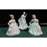 Three Royal Doulton porcelain figures, HN 2996 Amanda, HN 4083 Wisdom and HN 2996 Amanda, (3)