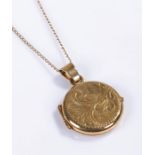 9 carat gold locket, with an attached chain, 4.3 grams