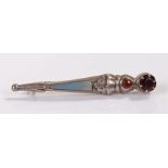 Silver Scottish dirk brooch, set with agates, 57mm long