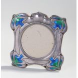 William Hutton & Sons silver and enamel frame, London 1902, the circular centre with blue to green