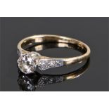 18 carat gold diamond solitaire ring, the round cut diamond at approximately 0.4 carat, ring size L