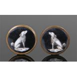 Pair of gentleman's buttons, George III period, with a seated dog to each button, 33mm diameter, (