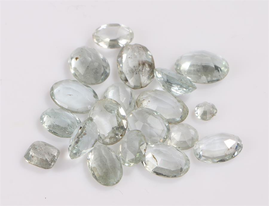 Loose gemstones, a collection of aquamarines, at an approximate total weight of 20.02 carats