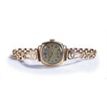 Yeoman 9 carat gold ladies wristwatch, the signed silvered dial with Arabic hours and subsidiary