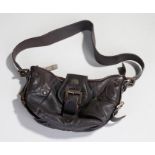 Mulberry brown leather handbag, with wide clasp to the front and with logo to the disc, Made in