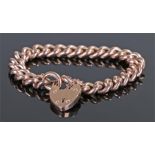 9 carat gold padlock bracelet, the links with an attached padlock clasp, 28 grams