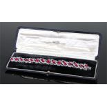 Fine Burmese ruby and diamond set bracelet, the bracelet set with twenty one rubies totalling an