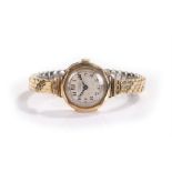 J W Benson 9 carat gold ladies wristwatch, the silvered signed dial with Arabic hours, manual wound,