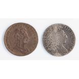 William III Sixpence, 16*7, together with a George I Sixpence 1723, (2)