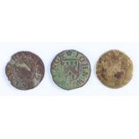 17th Century Suffolk Token, Lavenham John Whitinge grocer's farthing, x 2, together with another, (