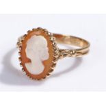 9 carat gold cameo ring, ring size R