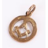 9 carat gold Masonic pendant, 1.7 grams