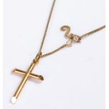 9 carat gold cross and chain, with a tube cross and chain, 5.2 grams