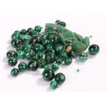 Malachite beads, together with jade effect panels, (qty)