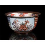 Japanese satsuma bowl., the crazed central field and exterior decorated with floral sprays, marked