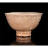 Japanese Hagiyaki pottery tea bowl, of well shaped form (ido) with a coarse textured finish and a