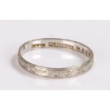 Platinum ring band, with scroll design, 1. 6 grams