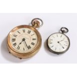 Two pocket watches, to include a silver example and Railway time keeper, (2)