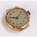 9 carat gold ladies wristwatch, with a silvered dial and Arabic hours