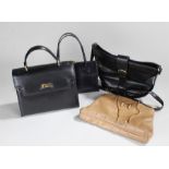 Handbags, to include three in black leather and one in tan, (4)