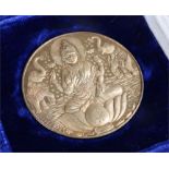 Asian white metal medallion, cased, the medal 60mm diameter