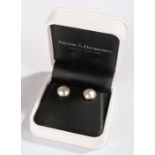 Pair of 9 carat gold & pearl earrings, of circular form