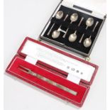 Set of six Elizabeth II silver coffee spoons, Birmingham 1957, maker Turner & Simpson Ltd, the