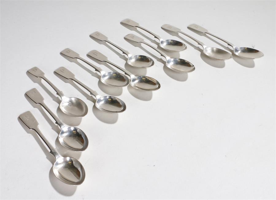 Eleven Victorian silver teaspoons, Exeter 1866, maker Thomas Hart Stone, the Old English pattern