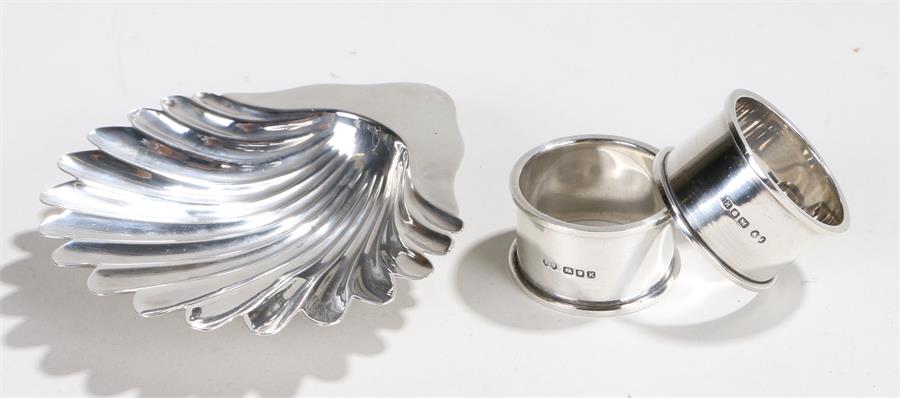 Victorian silver butter dish, London 1894, maker Henry Wilkinson & Co, of shell form, raised on