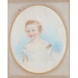 19th Century British school, Portrait of a young girl, pencil and chalk, 36cm x 44cm