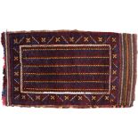 Berber Zemmour flat weave pillow, decorated with bands of red, orange and black, 102 cm x 60 cm