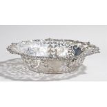 Edward VII silver basket, Sheffield 1908, maker Gibson & Co Ltd, with pierced shell and scroll