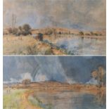 Samuel Batemann (19th Century) a pair of watercolours, with a lake view, the second of a lake view