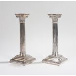 Pair of Edward VII silver candlesticks, Sheffield 1907 makers Hawksworth, Eyre & Co Ltd, of