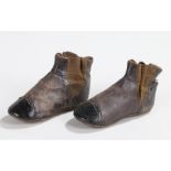 Pair of 19th Century child's leather boots with elasticated sides