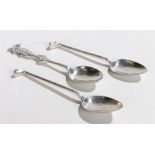 Golfing interest, a pair of silver golf club spoons, together with a silver spoon with a golfer to