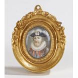 18th Century portrait miniature depicting King Henry IV (1553-1610), wearing a suit of armour,