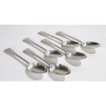 Edward VII set of six table spoons, London 1903 maker James Woods & Sons with bead edge, total