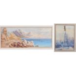 Victorian Grand Tour, Coastal landscape, unsigned watercolour, 26cm x 10cm together with a 19th