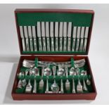 Canteen of Butler cutlery, with place settings for eight, in a green velvet lined canteen box