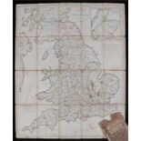 A new map of the roads of Great Britain for 1787 London published by Wm. Taden, with marbled