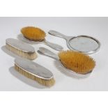 George V silver vanity set, Chester 1930, maker Stokes & Ireland Ltd, the handles with central