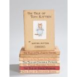Eight Beatrix Potter books, the tale of Peter Rabbit, the tale of Samuel Whiskers, the tale of
