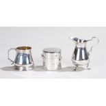 Victorian silver milk jug, Birmingham 1897, makers Walker and Hall, Edward VII silver inkwell,