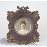 Early Victorian portrait miniature of a lady, on ivory and housed within the contemporary gilded