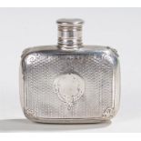 Victorian silver hip flask, Sheffield 1844, maker Atkin Bros, with a screw cap above an engine