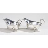 Pair George V silver sauce boats, Birmingham 1932, maker Barker Brothers Silver Ltd, with acanthus