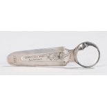 George V novelty silver bookmark / magnifying glass, by Sampson Mordan, Chester 1923, the glass