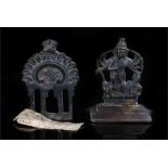 18th century Indian bronze figure of Rudra, early form of the god Shiva, in two parts and with