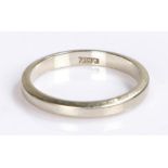 18 carat white gold wedding band, ring size P, 3.4 grams